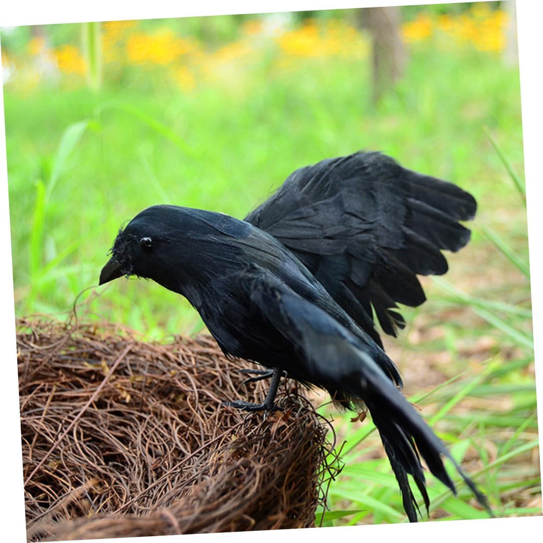 Toddmomy 2 Stück Realistische Deko Grosse Schwarze Vogel Attrappe Halloween Deko für Tisch Garten Pa