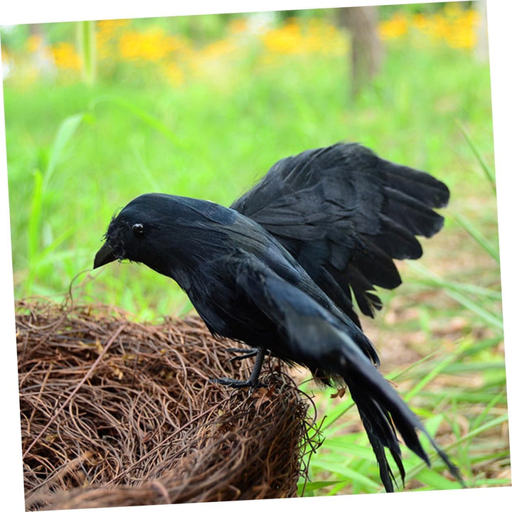 Toddmomy 2 Stück Realistische Deko Grosse Schwarze Vogel Attrappe Halloween Deko für Tisch Garten Pa