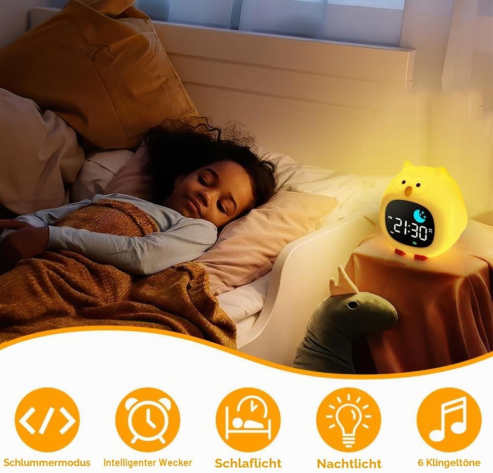 HOTUT Kinder Lichtwecker,Schlaftrainer Kinder mit Nachtlichtern,6 White Noise Kinderwecker,Digitaler