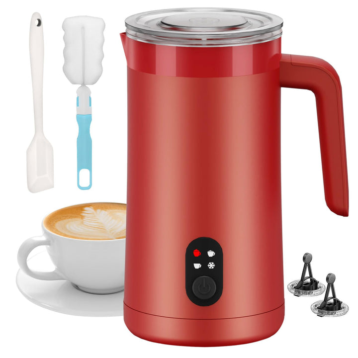 Milchaufschäumer, 400 ml Milchaufschäumer Elektrischer 4-in-1 für Heissen und Kalten Milchschaum, Au