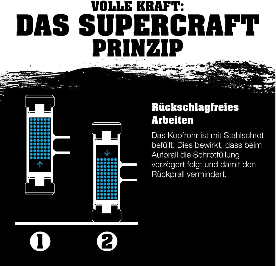 Supercraft Schonhammer, mit bruchsicherem Stahlrohrstiel und ergonomisch geformtem, rutschsicherem G