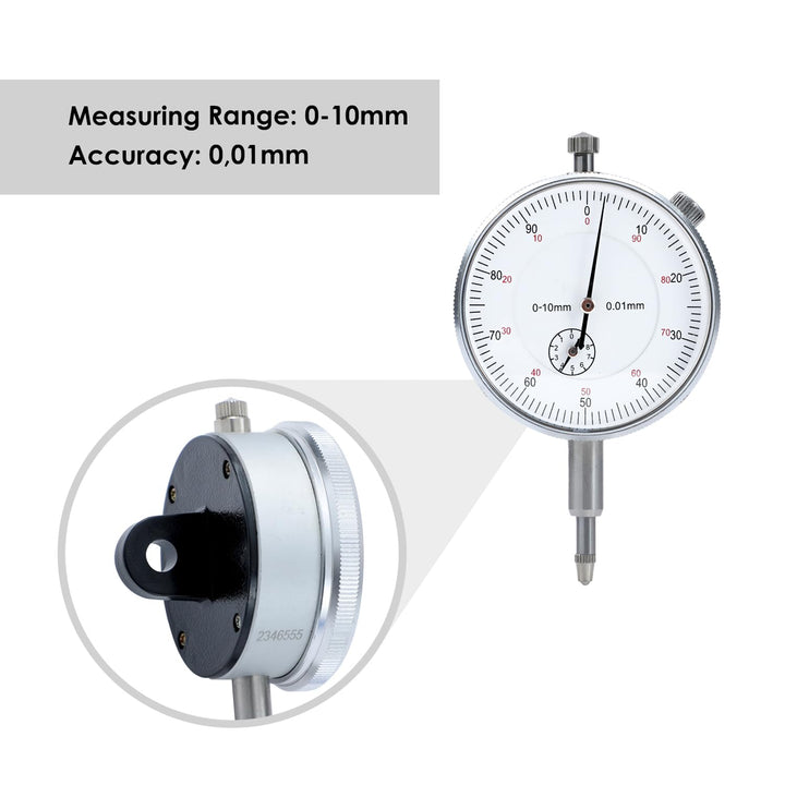 KATSU Messuhr Messgerät DTI 0–10mm mit Flexibler Armgriff Schraubstock Zangenbasis zur Prüfung von R
