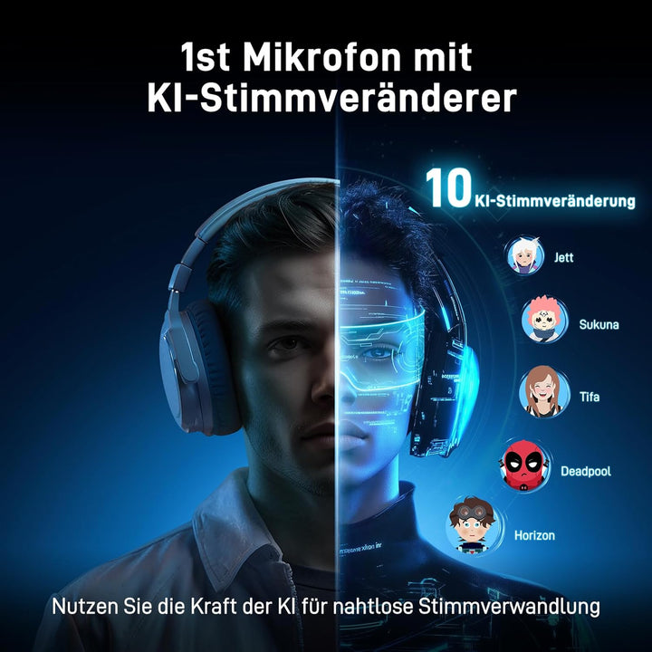 MAONO Mikrofon Kabellos für PC, Mikrofon PC mit Software-KI-Stimmänderung, 3-stufiger Rauschunterdrü