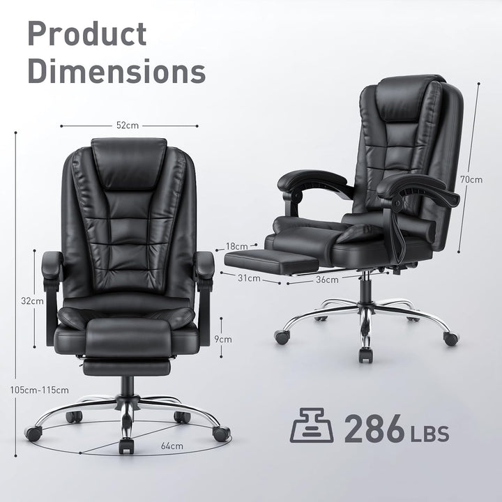 naspaluro Chefsessel Bürostuhl mit Fussstütze, Ergonomischer Schreibtischstuhl mit Hoher Rückenlehne