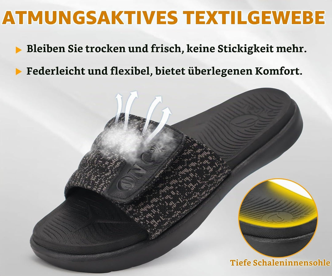 ONCAI Dusch Badelatschen Herren mit Klettverschluss Offener Zeh Sports Badesandalen Sommer Freizeit