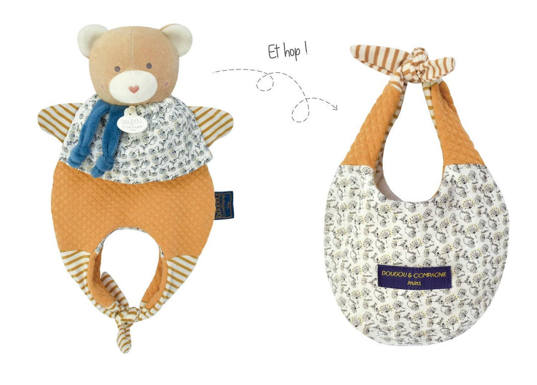 Doudou et Compagnie - Kuscheltier Bär – Kuscheltasche – Braun – 30 cm – Kuscheltier Spass – DC3823 B