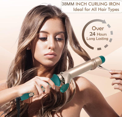 Lockenstab, Haarcurler Keramik Beschichtung, 38mm Lockenwickler, Lockenstäbe mit LCD Display,120 ℃ -