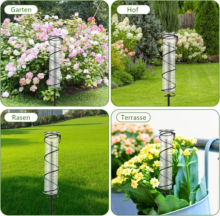 17cm Regenmesser für Garten Frostsicher - Outdoor Regenmesser Glas Regenwassermesser Niederschlagsme