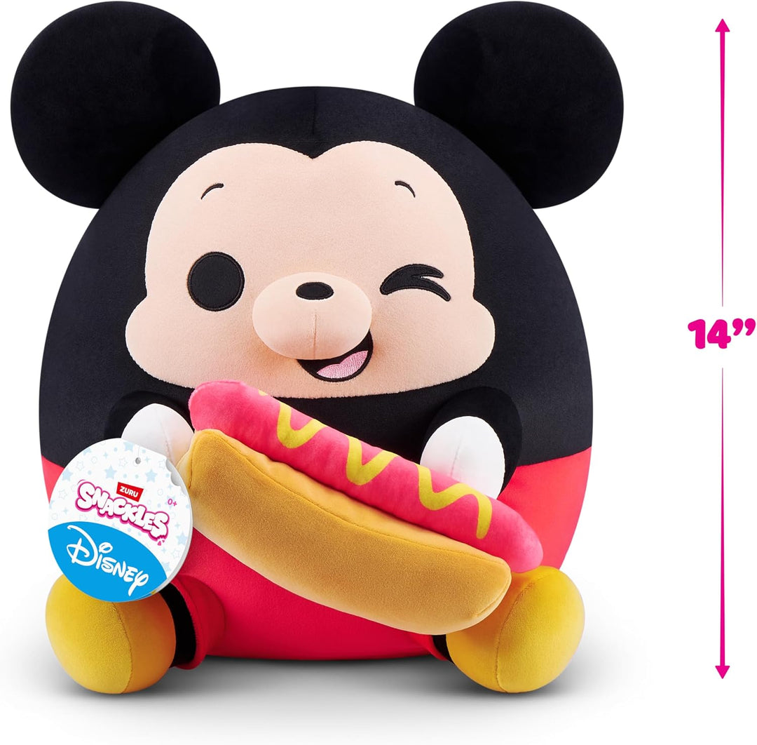 Snackles Disney 35 cm grosses Plüschspielzeug von ZURU, Plüschspielzeug mit Snack-Accessoire (Mickey
