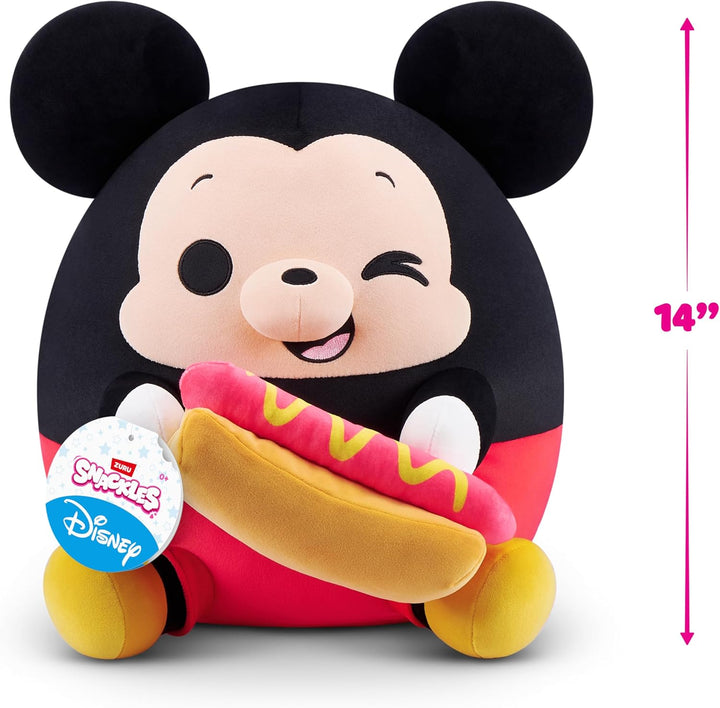 Snackles Disney 35 cm grosses Plüschspielzeug von ZURU, Plüschspielzeug mit Snack-Accessoire (Mickey