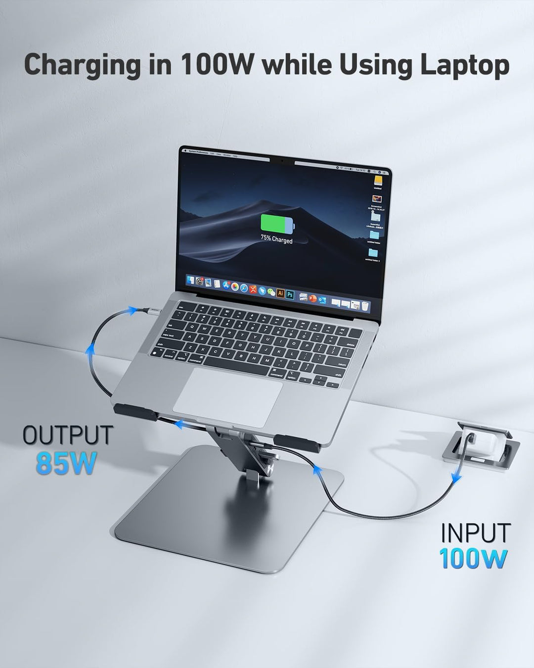 BENFEI Laptop Ständer mit 7-in-1 USB C Dockingstation – HDMI (4K@60Hz), 1×SD& 1×Micro SD Kartenleser
