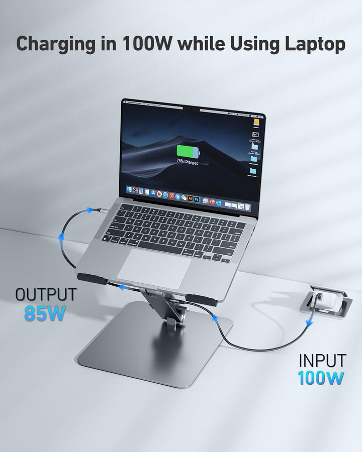 BENFEI Laptop Ständer mit 7-in-1 USB C Dockingstation – HDMI (4K@60Hz), 1×SD& 1×Micro SD Kartenleser
