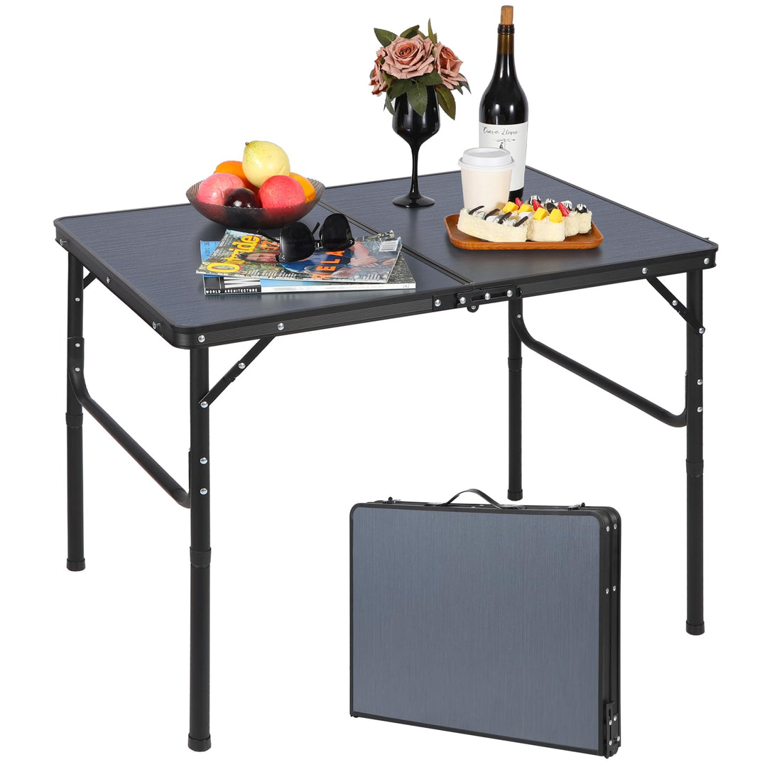 REDCAMP Faltbarer Campingtisch mit Einstellbarer Höhe, Leichter Tragbarer Klapptisch Campingtisch 90