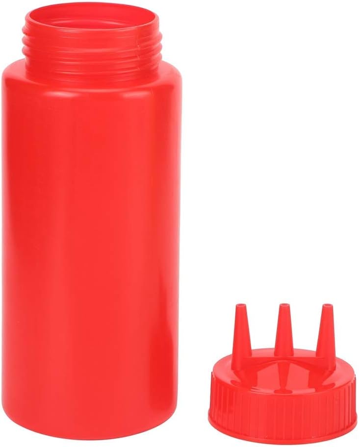 6 Stück Squeeze-Flasche, 3-Loch-Plastik-Squeeze-Gewürzflasche mit Deckel für Salatdressing, Saucen,