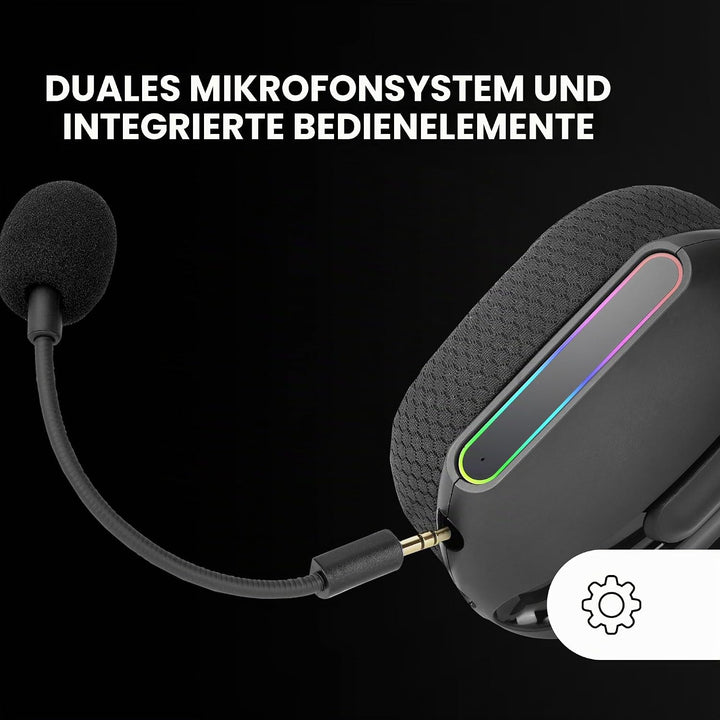 Mars Gaming MHW-PRO, Kabelloses Gaming-Headset ARGB Flow, 3D Surround Sound 7.1, Bluetooth 5.3 + 2.4