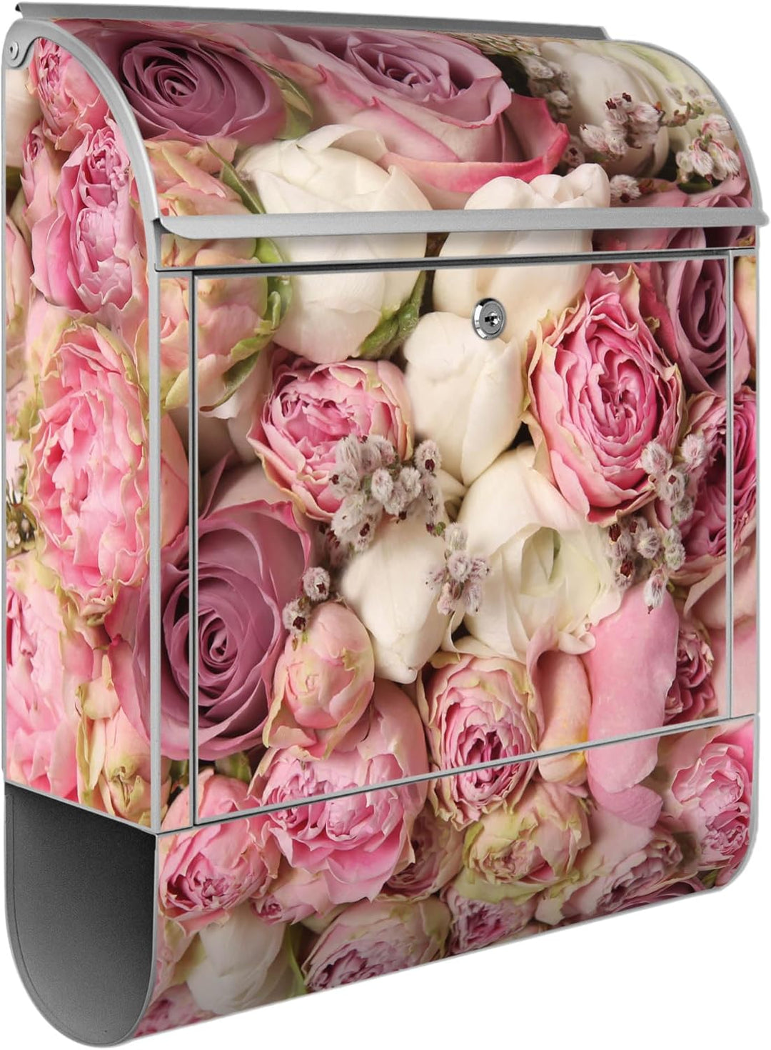 banjado® Design Briefkasten personalisiert mit Motiv Strauss Rosen 39x47x14cm & 2 Schlüssel - Briefk