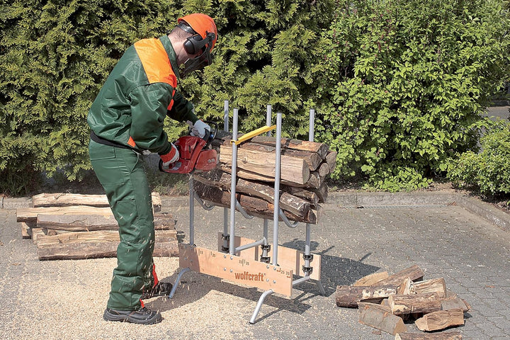 wolfcraft Sägebock 5121000 - zusammenklappbar / Robuster & stabiler Holzbock zum schnellen Zuschneid