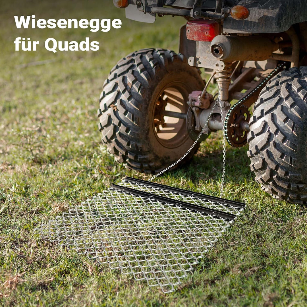 Wiltec Wiesenegge 155 x 123,5 cm mit Kettennetz, Schleppegge für Rasentraktor, ATV und UTV, Wiesensc