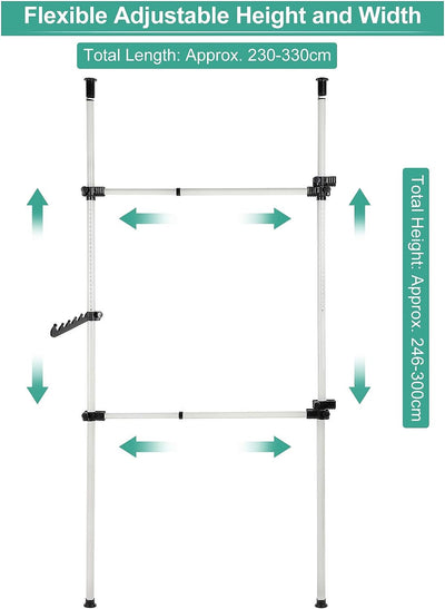 lyrlody Teleskop Garderoben System Regalsystem Kleiderständer Garderobenständer Verstellbares Ordnun