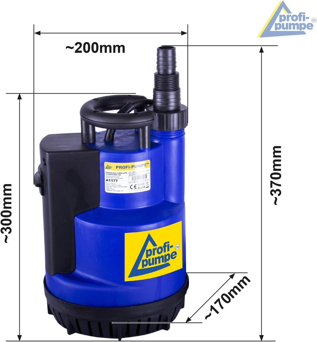 TAUCHPUMPE ZISTERNENPUMPE GARTENPUMPE KELLERPUMPE LONG-LIFE CLEAN-STAR 750 FLACHSAUGEND SCHACHTPUMPE