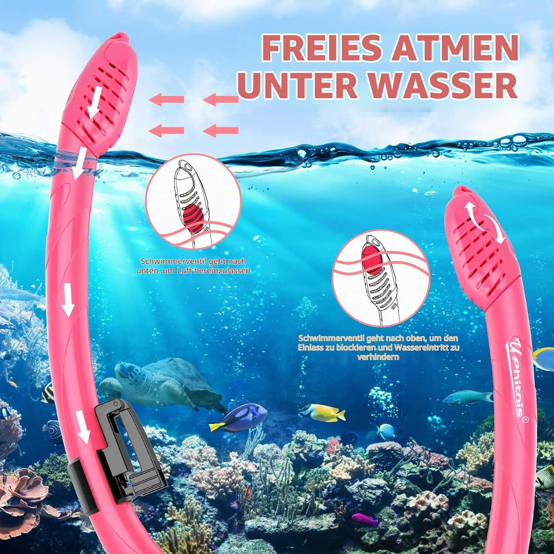 Schnorchelset Kinder mit Flossen,Anti-Fog 180°Panorama Taucherbrille Kinder, Verstellbaren Schwimmfl