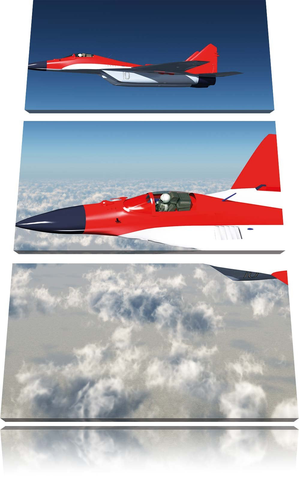 Pixxprint Kampfjets 3Teiler 120x80 cm Leinwandbild Wandbild Kunstdruck
