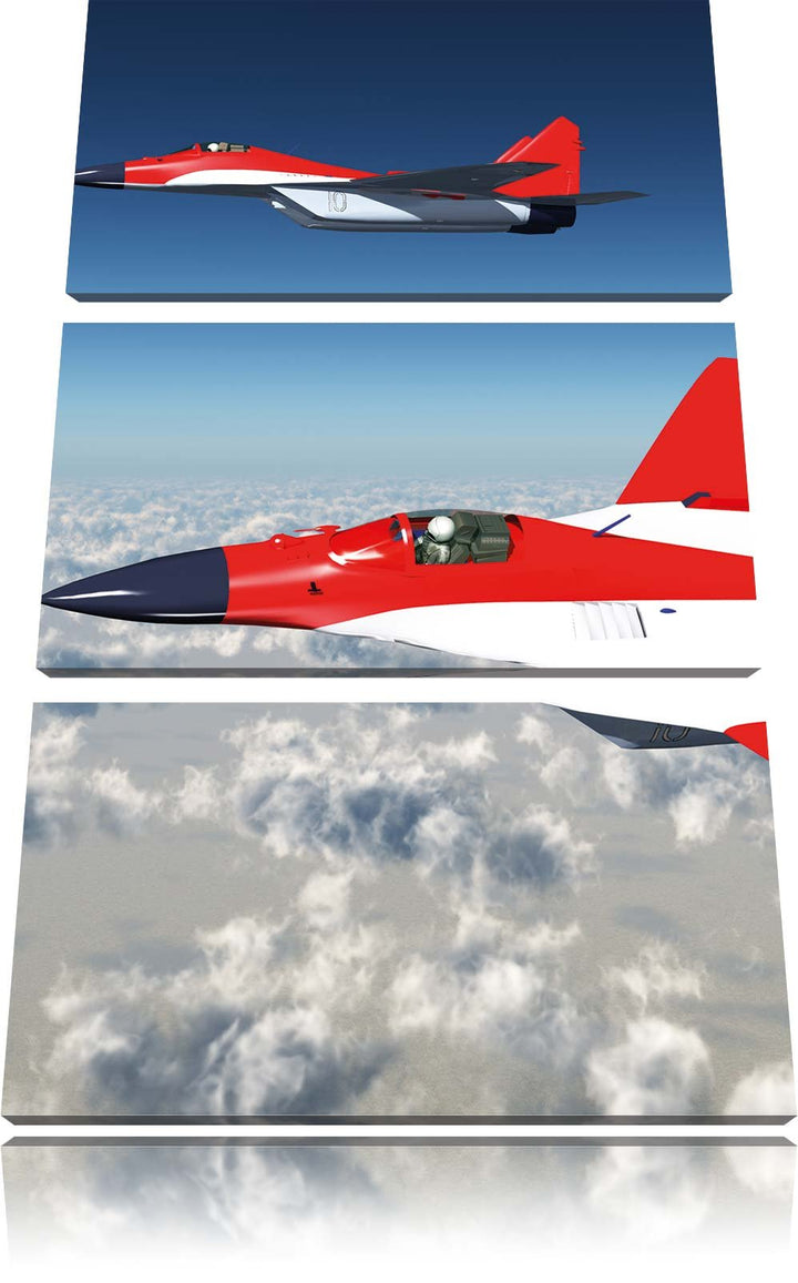 Pixxprint Kampfjets 3Teiler 120x80 cm Leinwandbild Wandbild Kunstdruck