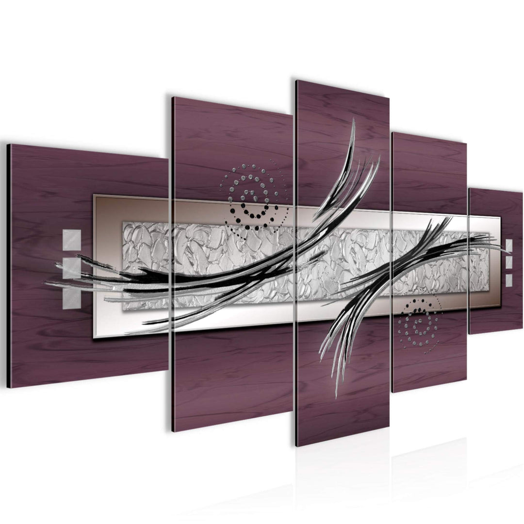 Runa Art - Bilder Abstrakt 200 x 100 cm 5 Teilig XXL Wanddekoration Design Grau Rosa Schwarz 103951c