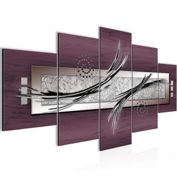 Runa Art - Bilder Abstrakt 200 x 100 cm 5 Teilig XXL Wanddekoration Design Grau Rosa Schwarz 103951c