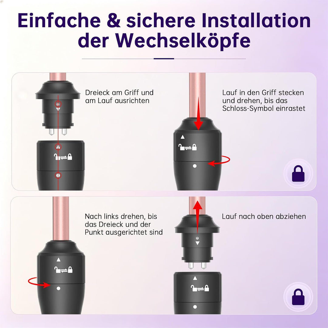 3 in 1 Lockenstab, 13 Temperaturstufen, 30 Sekunden Schnelles Aufheizen | Auswechselbare Keramik-Tur