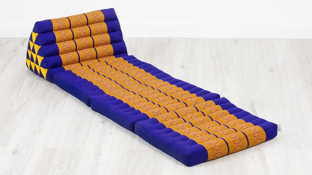 livasia Thaikissen 3 Auflagen extrahoch - 185x55x8cm - Dreieckskissen mit Klappmatratze, Kapok, Jumb