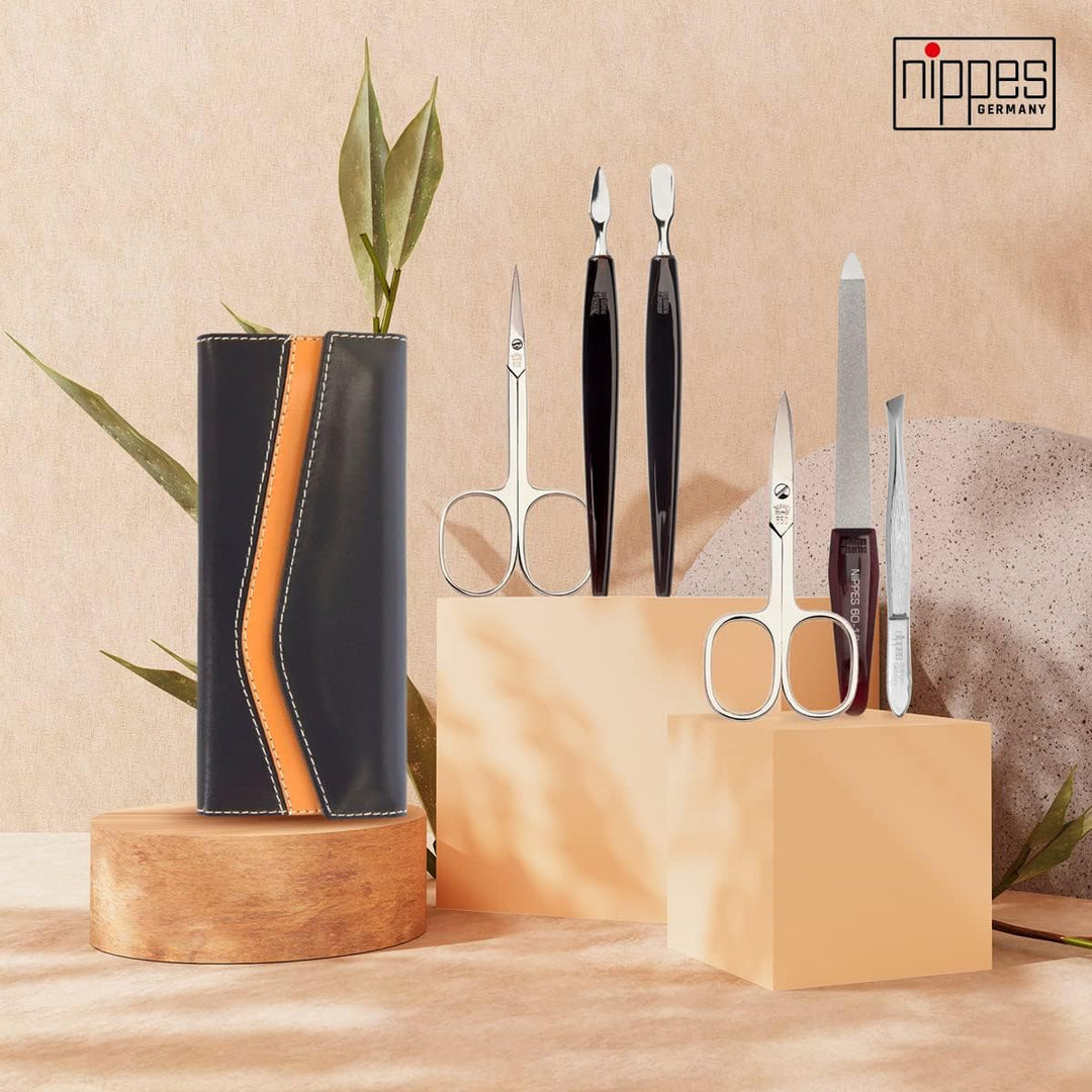 nippes Solingen Premium Line Maniküre Set Seam, 6-teilig, Edelstahl rost- und nickelfrei, Rindsleder