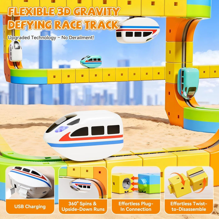 Umikk Clickrail Electric Train Set Flexible Race Track, Magic Rail Block, Magic Rail Block mit Schwe
