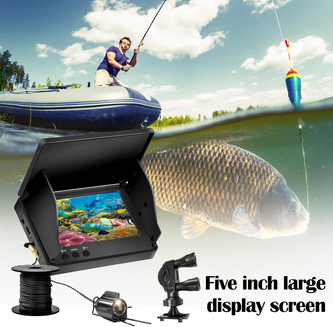 Fischfinder, Fish Finder Kamera IP65 Wasserdicht Unterwasser Kamera mit 5 Zoll IPS Display 8000mAh A