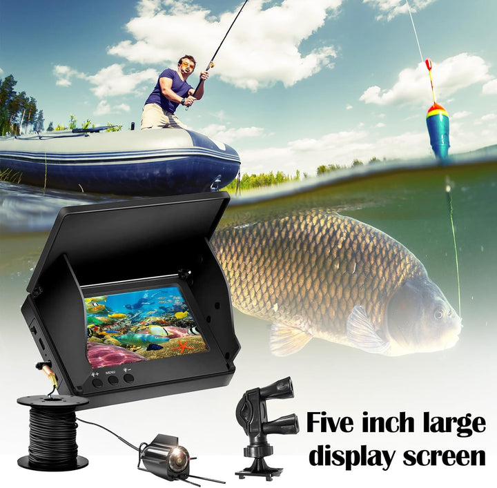 Fischfinder, Fish Finder Kamera IP65 Wasserdicht Unterwasser Kamera mit 5 Zoll IPS Display 8000mAh A