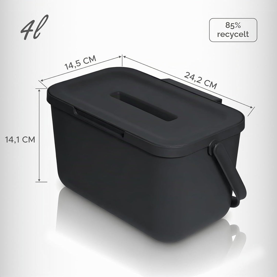 WUITOKI Biomülleimer Küche 4l, Hängmülleimer aus Kunststoff, klein, geruchsdicht, spülmaschinenfest,