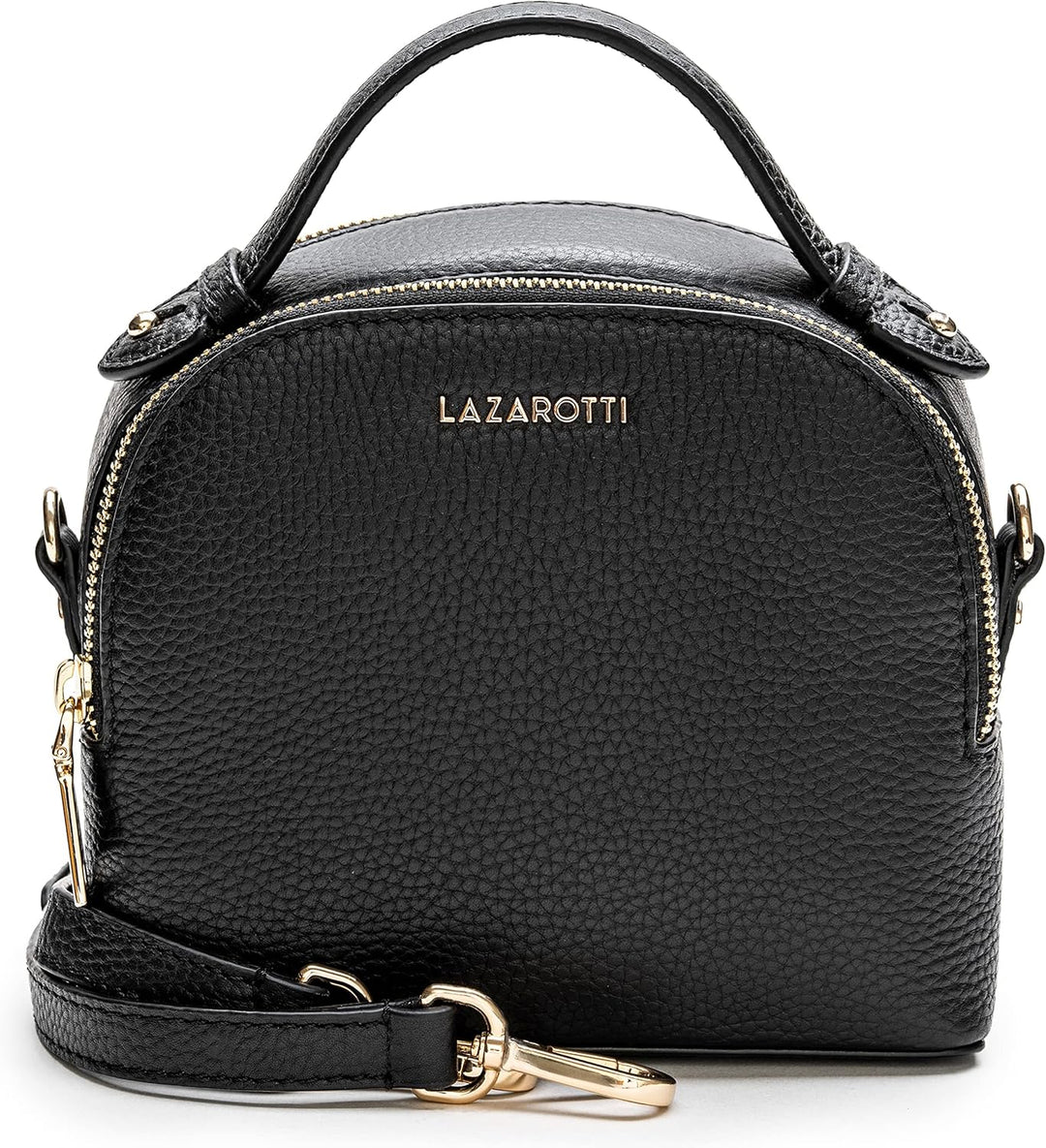 Lazarotti Bologna Leder Handtasche Damen | 2 Hauptfächer & abnehmbaren Tragegurt | mittelgrosse Henk