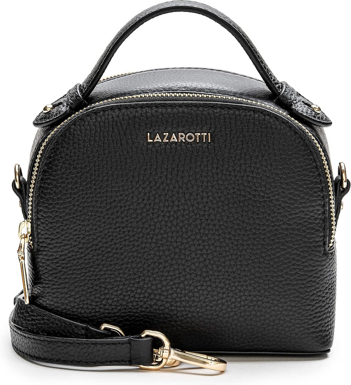 Lazarotti Bologna Leder Handtasche Damen | 2 Hauptfächer & abnehmbaren Tragegurt | mittelgrosse Henk