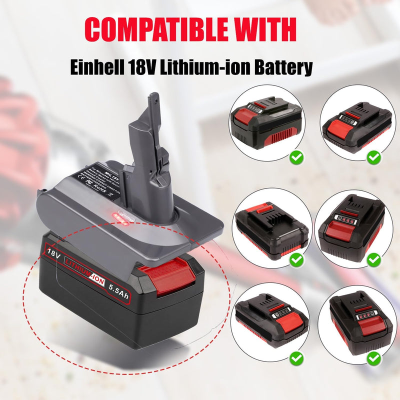 2-in-1-Adapter für Einhell 18V Lithium-Akku Convert to für Dyson V7/8 Handstaubsauger Akku Kompatibe