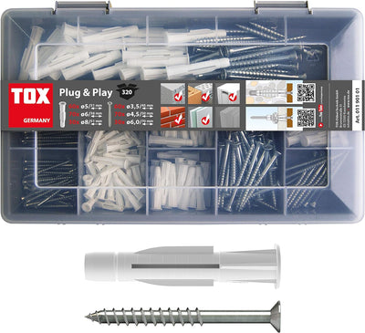 Makita Schlagbohrmaschine im Koffer, 710 W inklusiv 74 teilig Zubehör & TOX Sortimentskoffer Plug un