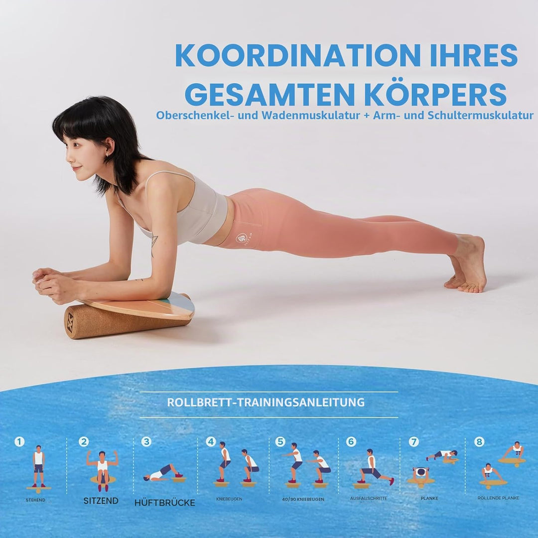 XCMAN Surf Balance Board Trainer Mit Rolle - Stabilitätstrainer Für Erwachsene Und Kinder, Zum Surfe