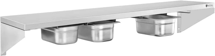 Royal Catering RCWR-5 GN1/4 Gewürzbord Edelstahl 120 cm 3,5 cm Stärke Bordstärke 5 GN 1/4 Gewürzstän