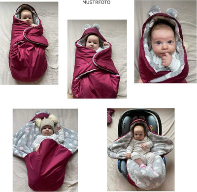 millybo Fusssack Baby Einschlagdecke für Winter geeignet für Kinderwagen Babyschale Babybett Autosit