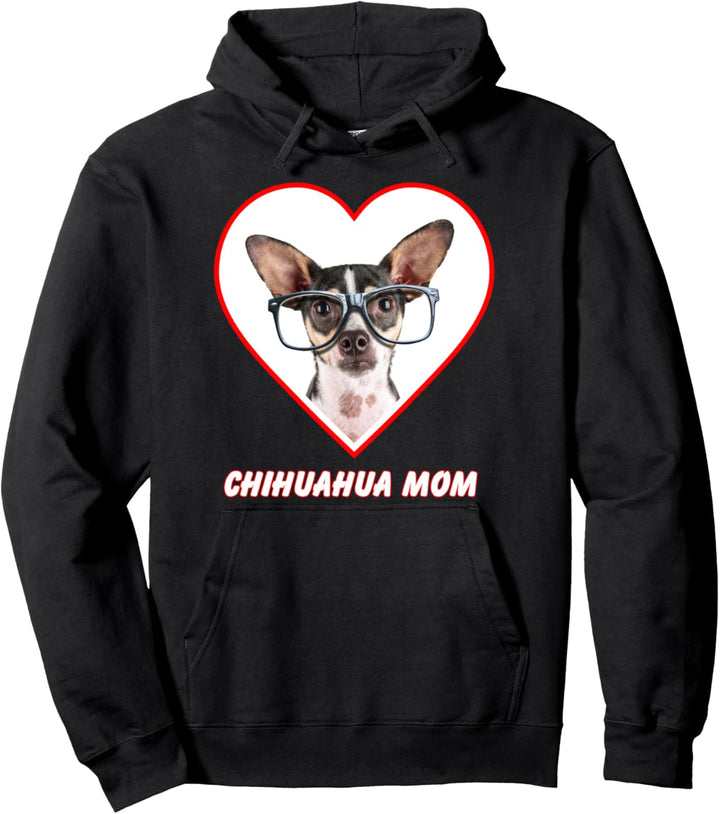 Chihuahua w Glasses Dog Mom Pullover Hoodie