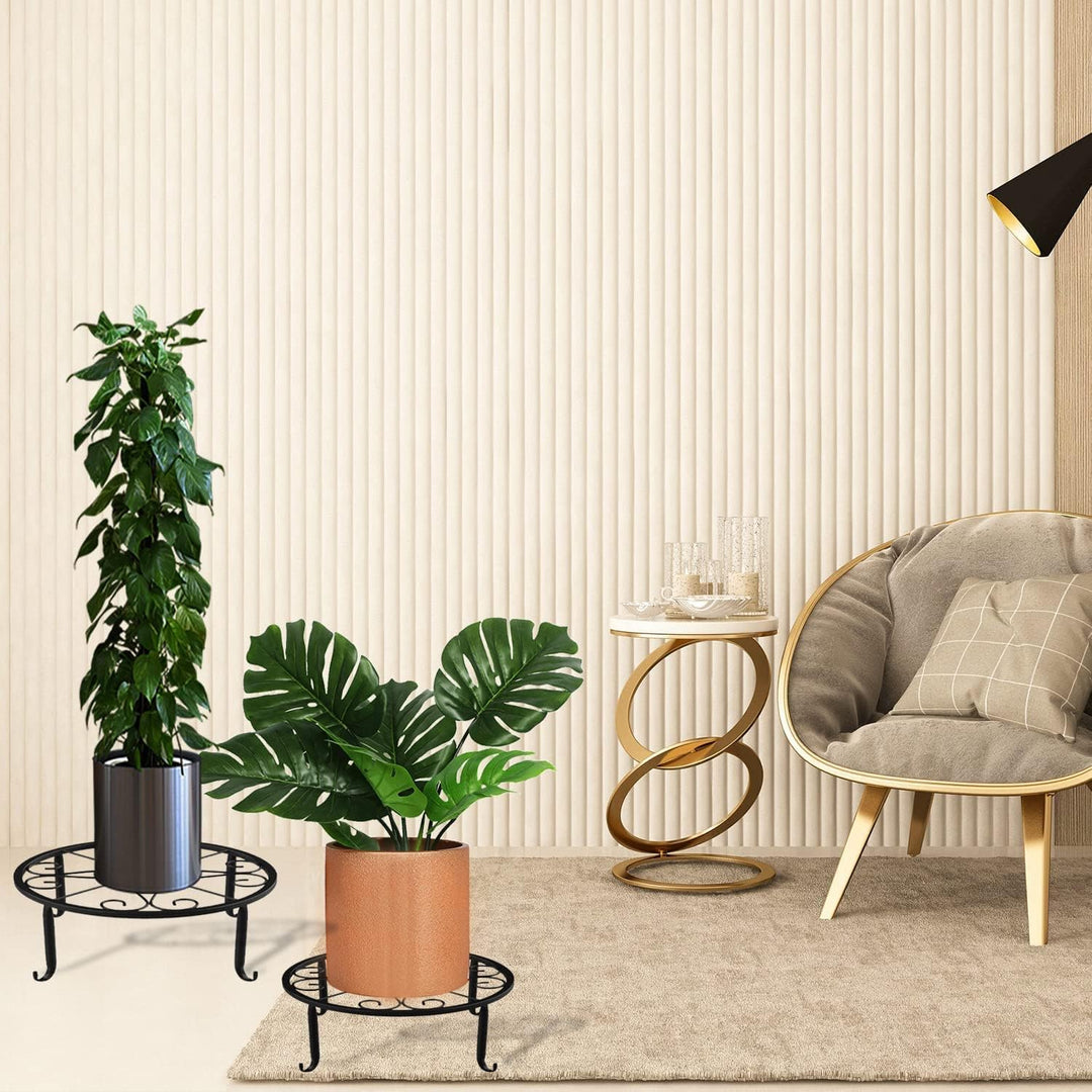 YANJINGHE 2 Pieces Flower Stool Plant Stand, Flower Stands, Retro Design, Round, Wrought Iron, Flowe