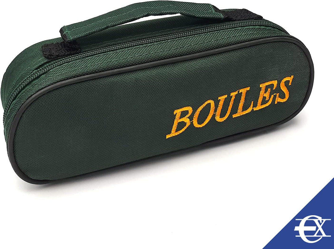 EUROXANTY Boules | 3 Bocciakugeln aus chromiertem Stahl | Pétanque-Set mit Etui und Kugelaufsammler