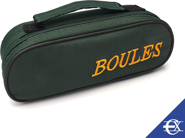 EUROXANTY Boules | 3 Bocciakugeln aus chromiertem Stahl | Pétanque-Set mit Etui und Kugelaufsammler