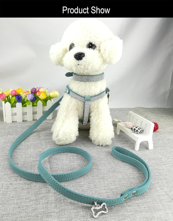 Hundehalsband & Geschirr & Leinen Sets Mode Komfortable Hundehalsband Diamante mit Geschirr & Leinen