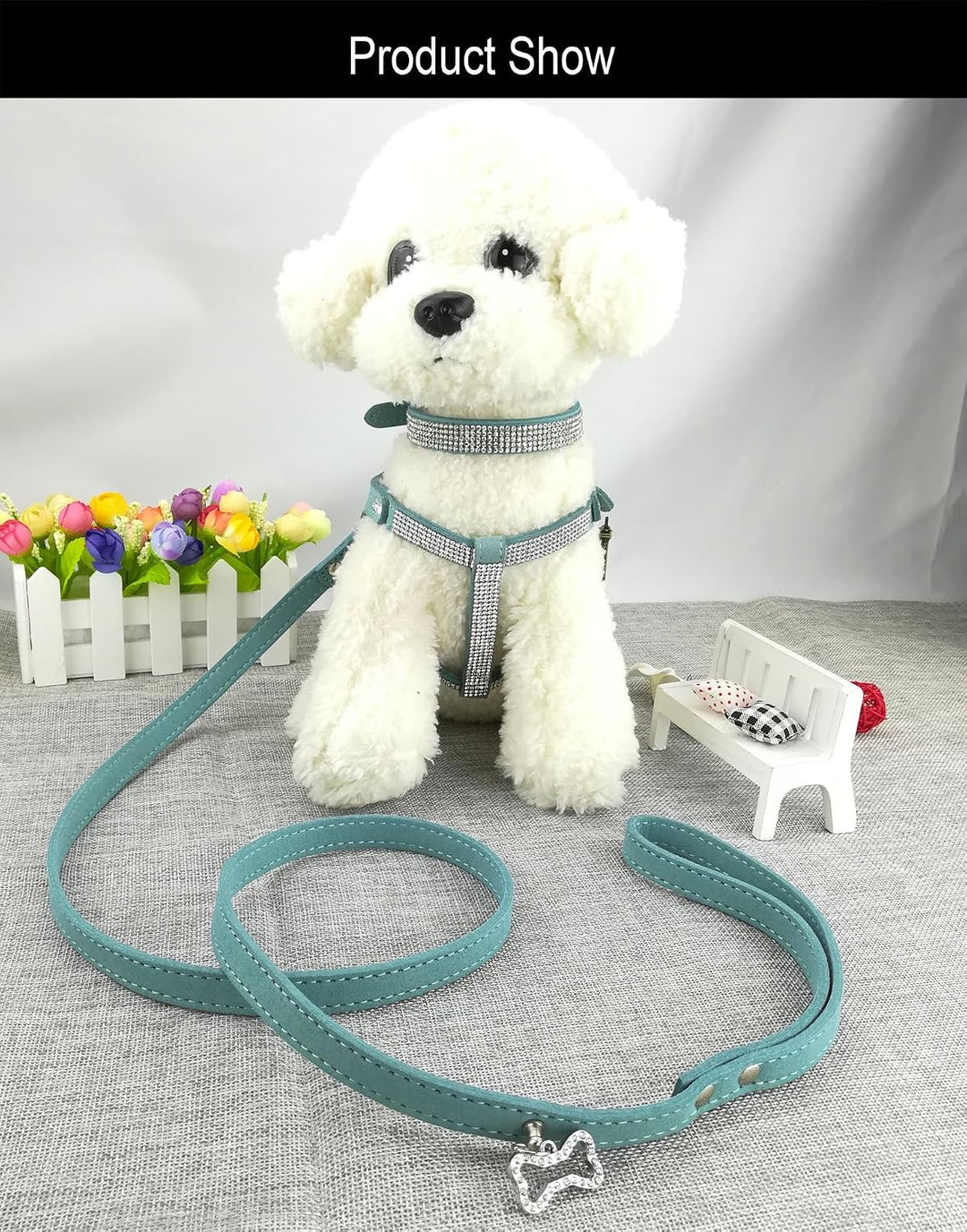 Hundehalsband &amp; Geschirr &amp; Leinen Sets Mode Komfortable Hundehalsband Diamante mit Geschirr &amp; Leinen