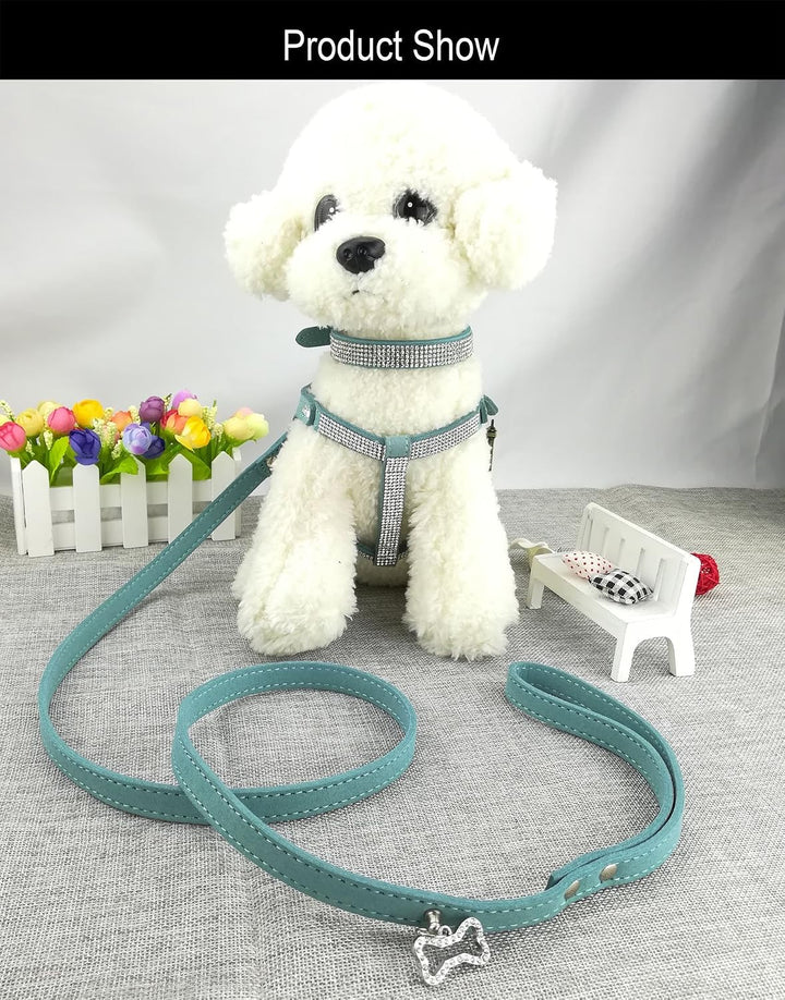 Hundehalsband &amp; Geschirr &amp; Leinen Sets Mode Komfortable Hundehalsband Diamante mit Geschirr &amp; Leinen